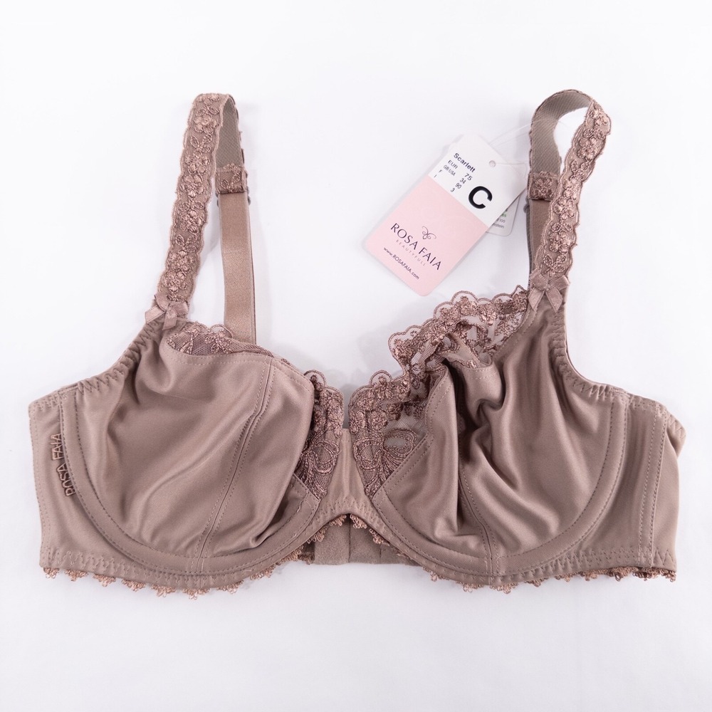 Rosa Faia Scarlett Bra 34C Dusty Rose Lace Trim Underwire Beautyfull 5648 NEW
